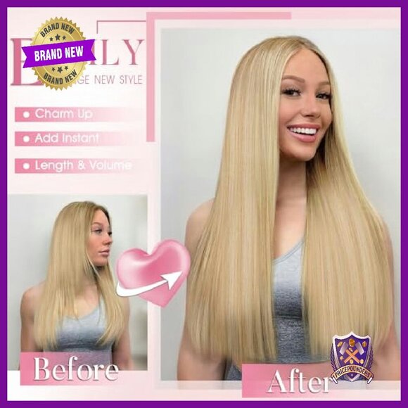 22 Inch Clip-In Synthetic Hair Extensions 4 Piece Set Double Weft - Picture 4 of 7